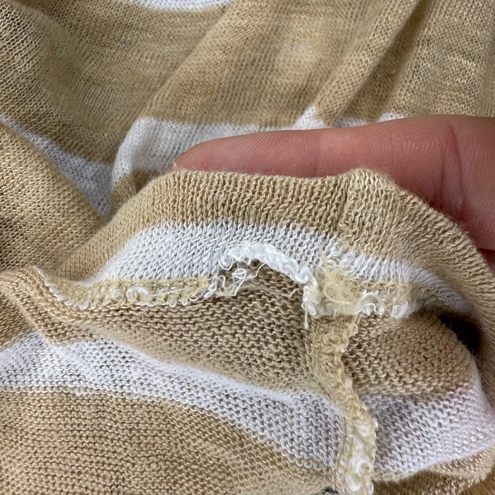 Lauren Ralph Lauren Striped Long Sleeve Top 100% Linen - Picture 8 of 9